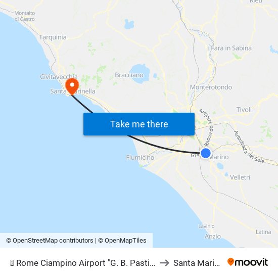 ✈ Rome Ciampino Airport "G. B. Pastine" (Cia) to Santa Marinella map