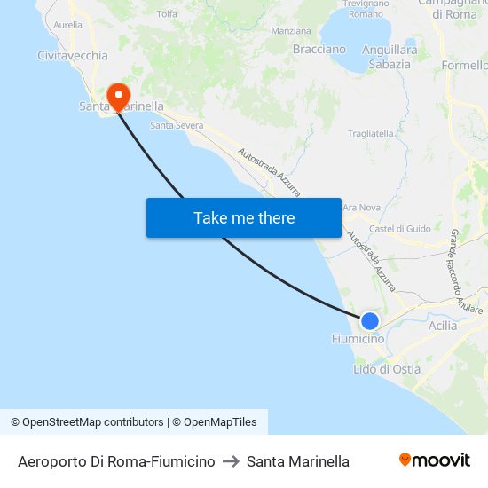 Aeroporto Di Roma-Fiumicino to Santa Marinella map