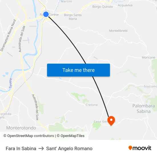 Fara In Sabina to Sant' Angelo Romano map