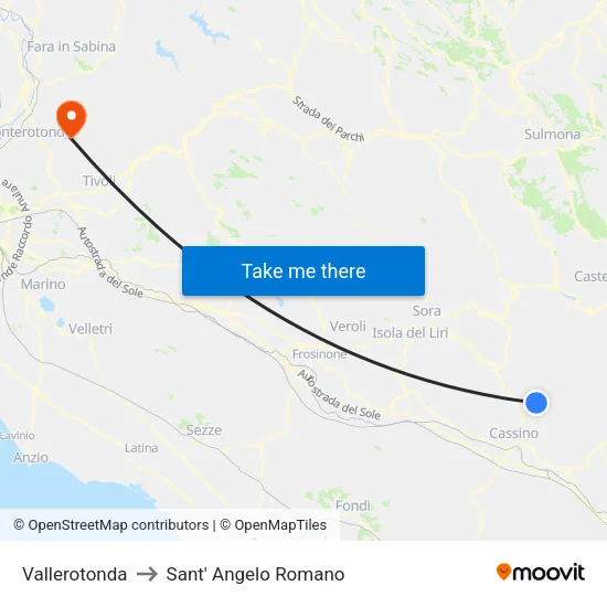 Vallerotonda to Sant' Angelo Romano map