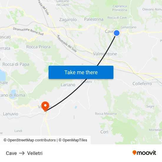 Cave to Velletri map