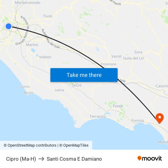 Cipro (Ma-H) to Santi Cosma E Damiano map