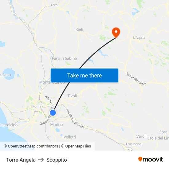 Torre Angela to Scoppito map
