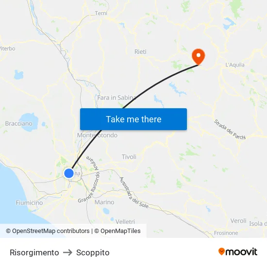 Risorgimento to Scoppito map