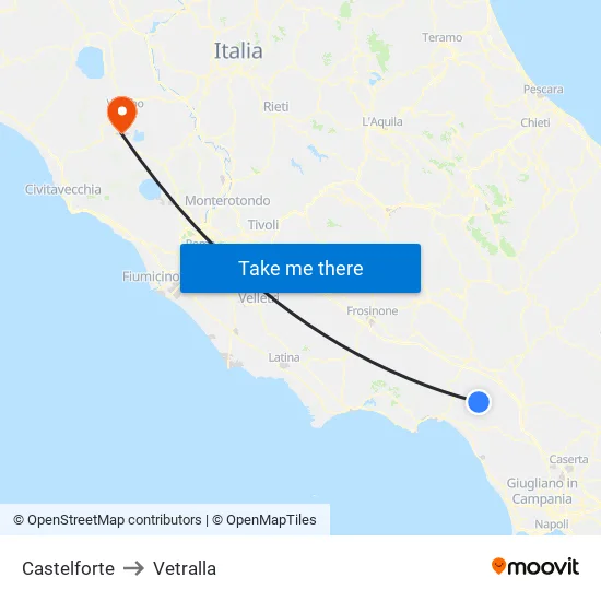 Castelforte to Vetralla map