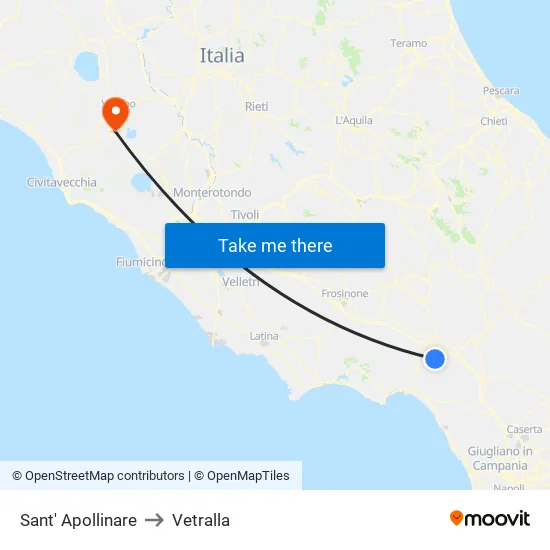 Sant' Apollinare to Vetralla map