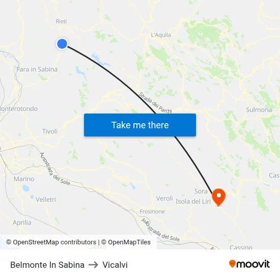 Belmonte In Sabina to Vicalvi map