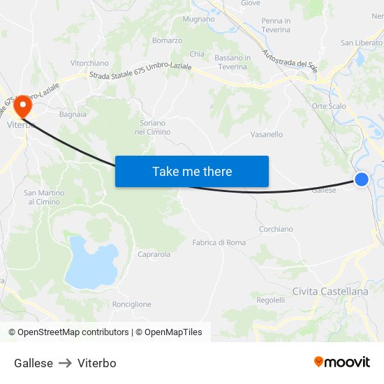 Gallese to Viterbo map