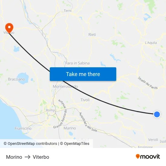 Morino to Viterbo map
