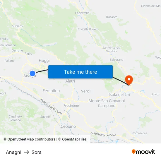 Anagni to Sora map