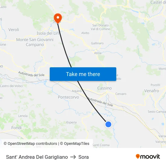 Sant' Andrea Del Garigliano to Sora map