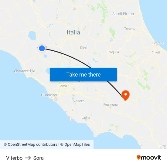 Viterbo to Sora map
