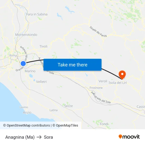 Anagnina (Ma) to Sora map