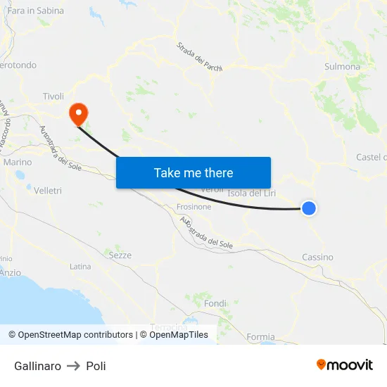 Gallinaro to Poli map