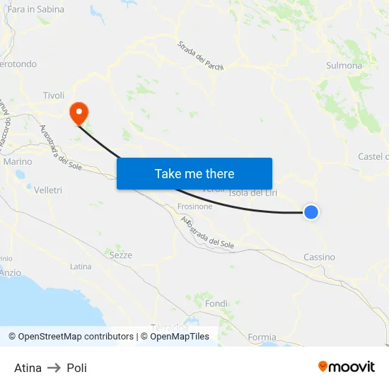 Atina to Poli map