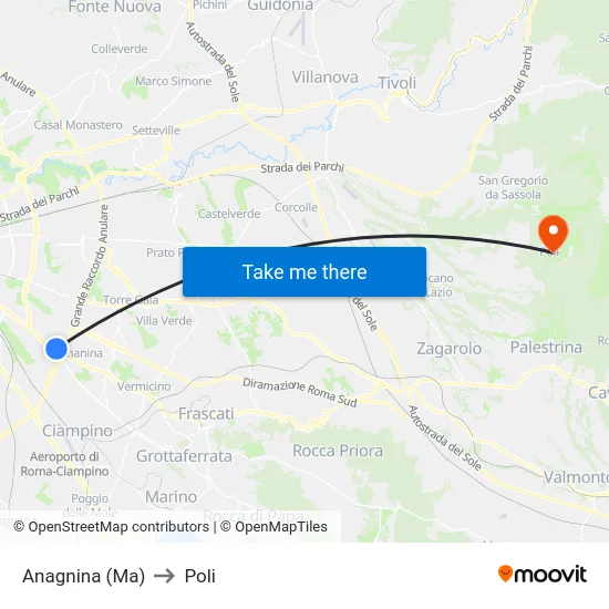 Anagnina (Ma) to Poli map