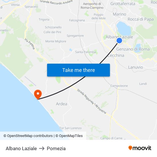 Albano Laziale to Pomezia map