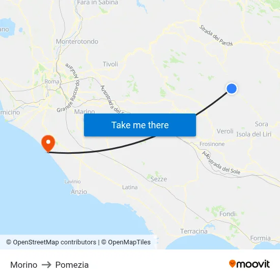 Morino to Pomezia map