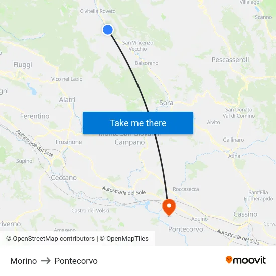 Morino to Pontecorvo map