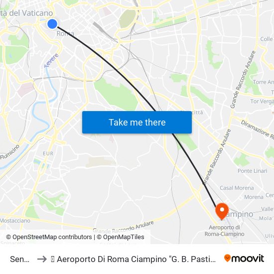 Senato to ✈ Aeroporto Di Roma Ciampino "G. B. Pastine" (Cia) map