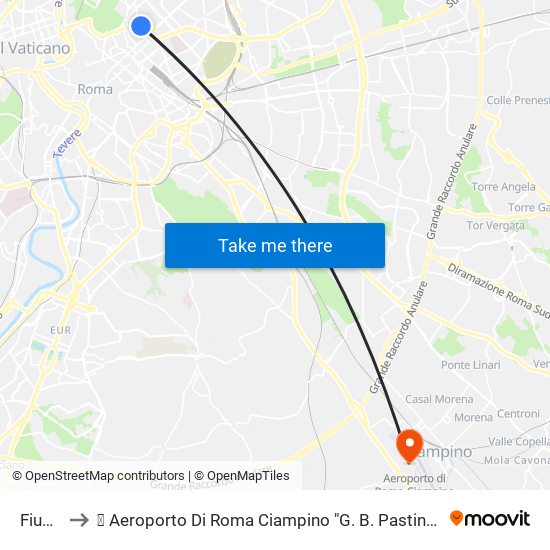 Fiume to ✈ Aeroporto Di Roma Ciampino "G. B. Pastine" (Cia) map