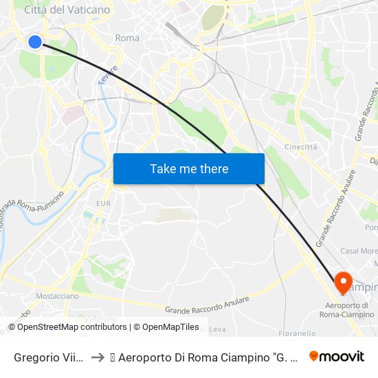 Gregorio Vii/Pio XI to ✈ Aeroporto Di Roma Ciampino "G. B. Pastine" (Cia) map