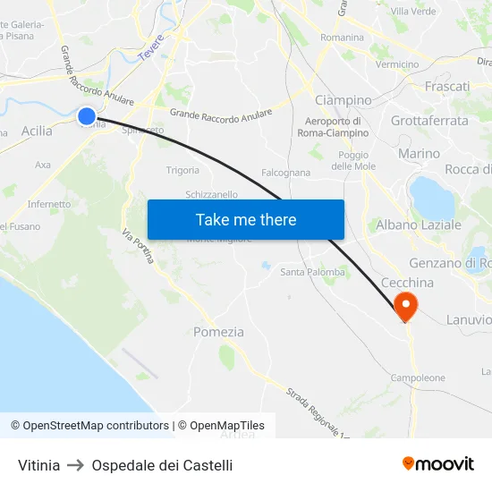 Vitinia to Castelli Hospital map