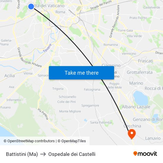 Battistini (Ma) to Ospedale dei Castelli map