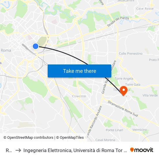 Reti to Ingegneria Elettronica, Università di Roma Tor Vergata map