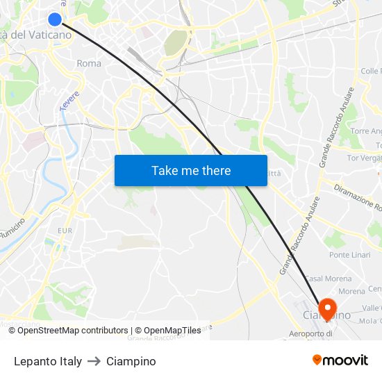 Lepanto Italy to Ciampino map