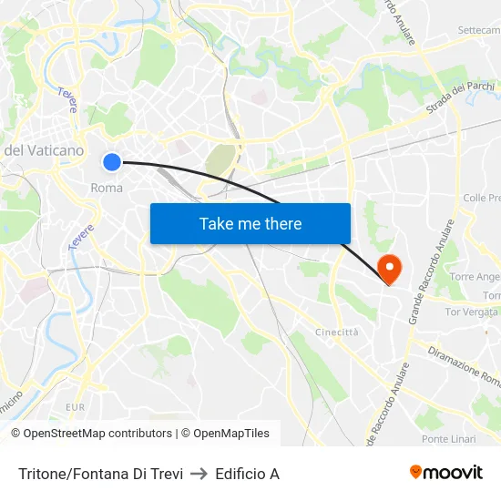 Tritone/Fontana Di Trevi to Edificio A map