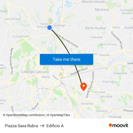 Piazza Saxa Rubra to Edificio A map