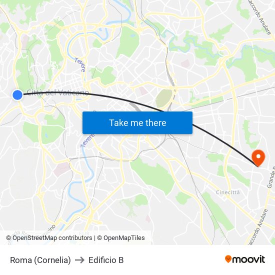 Roma (Cornelia) to Edificio B map