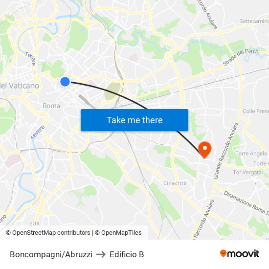 Boncompagni/Abruzzi to Edificio B map