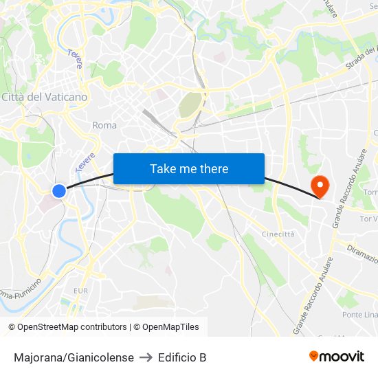 Majorana/Gianicolense to Edificio B map