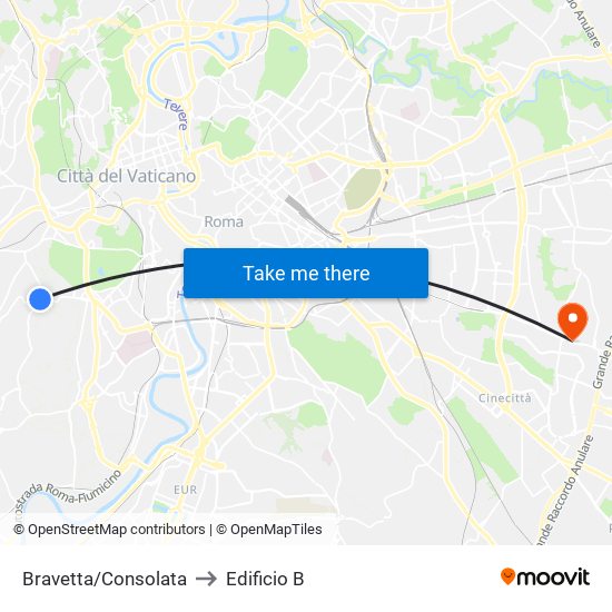 Bravetta/Consolata to Edificio B map