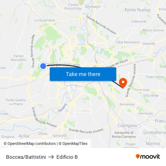 Boccea/Battistini to Edificio B map