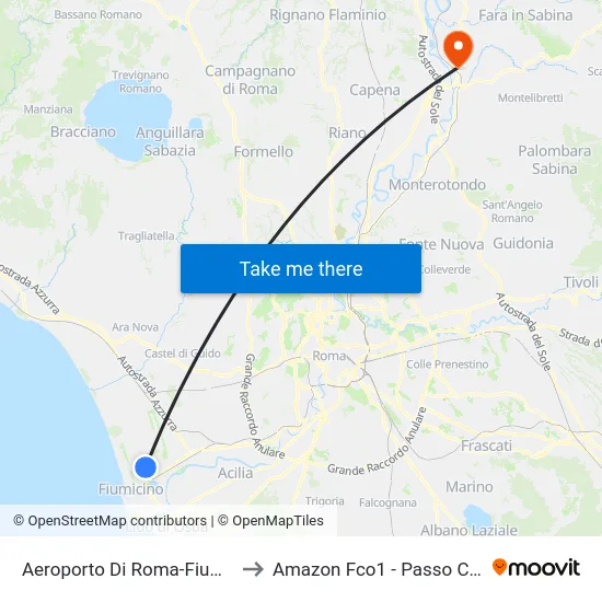 Aeroporto Di Roma-Fiumicino to Amazon Fco1 - Passo Corese map