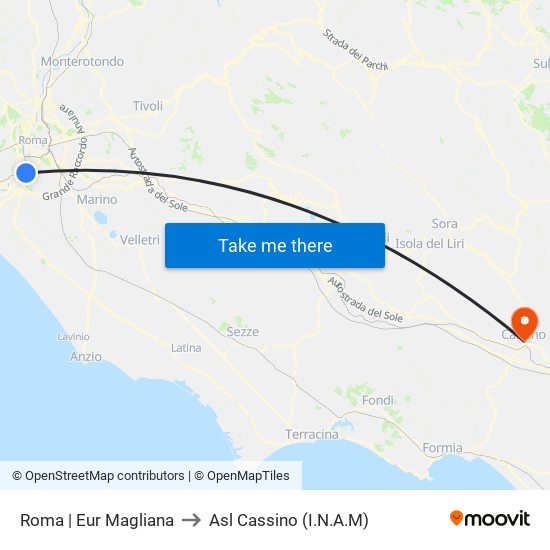 Roma | Eur Magliana to Asl Cassino (I.N.A.M) map