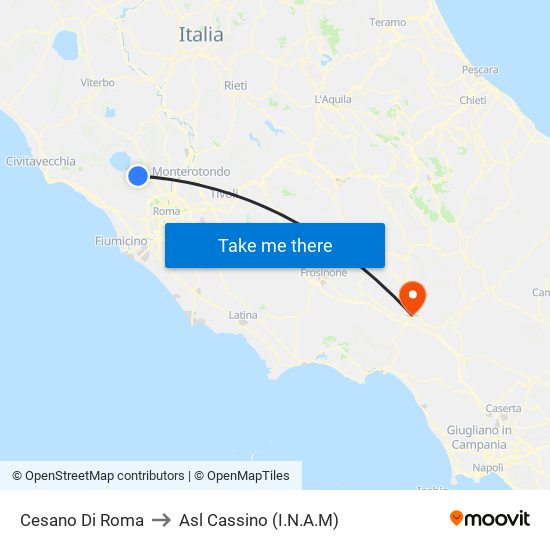 Cesano Di Roma to Asl Cassino (I.N.A.M) map