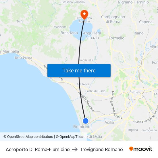Aeroporto Di Roma-Fiumicino to Trevignano Romano map