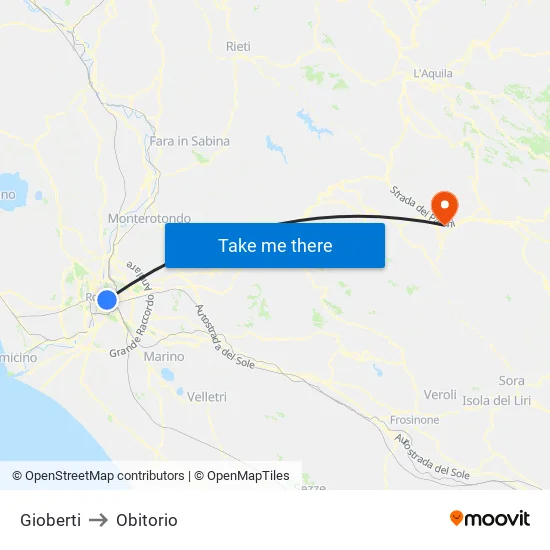 Gioberti to Obitorio map