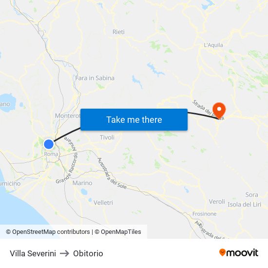 Villa Severini to Obitorio map
