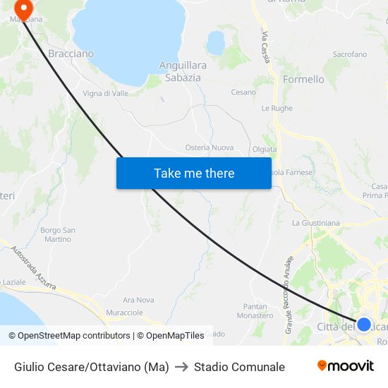 Giulio Cesare/Ottaviano (Ma) to Stadio Comunale map