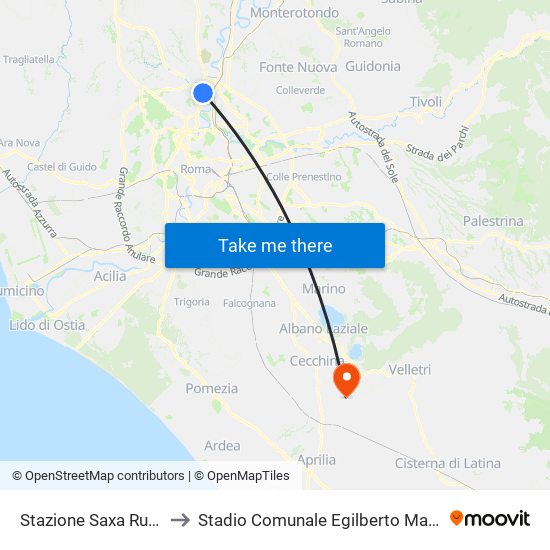 Stazione Saxa Rubra to Stadio Comunale Egilberto Martufi map