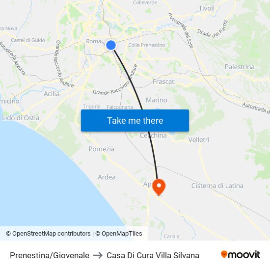 Prenestina/Giovenale to Casa Di Cura Villa Silvana map