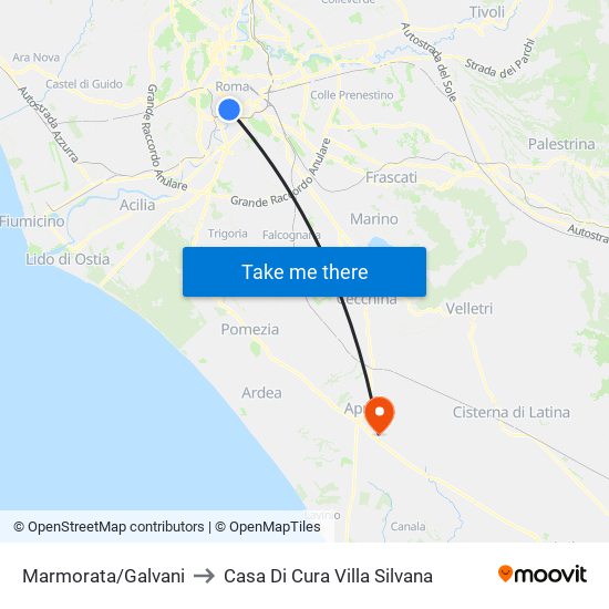Marmorata/Galvani to Casa Di Cura Villa Silvana map