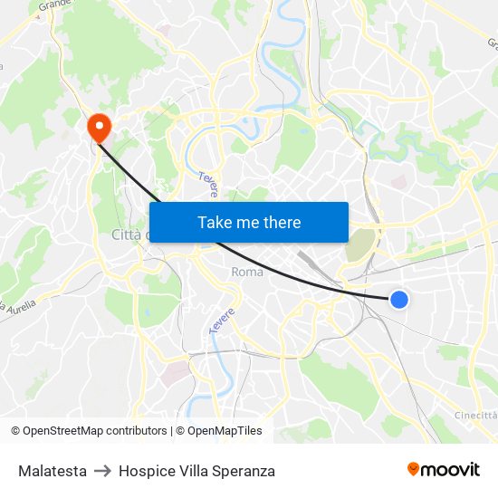 Malatesta to Hospice Villa Speranza map