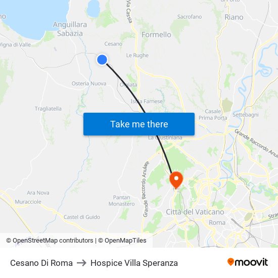 Cesano Di Roma to Hospice Villa Speranza map