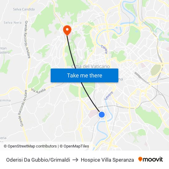 Oderisi Da Gubbio/Grimaldi to Hospice Villa Speranza map